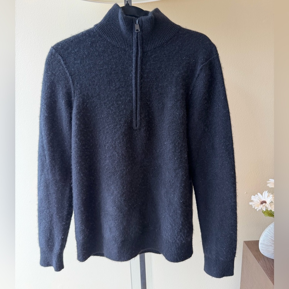 Vince Men's Cashmere Black Half-Zip Sweater